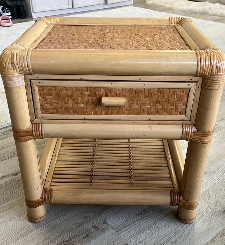 Bamboe nachtkastje, Ophalen, Gebruikt, Minder dan 45 cm, 55 tot 70 cm