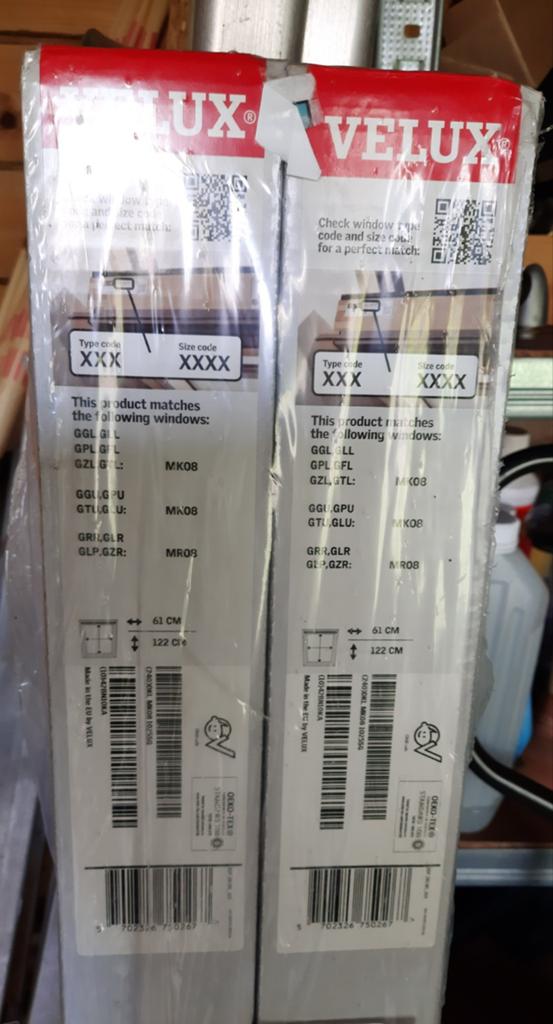 VELUX verduister rolgordijnen, 2 stuks Wit, Ophalen of Verzenden, Nieuw, Minder dan 80 cm, Dakraam