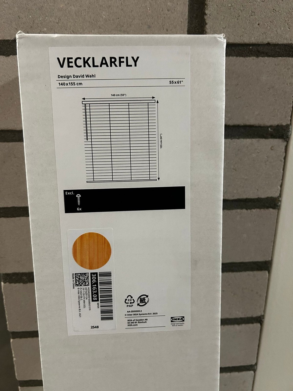Nieuwe IKEA VECKLARFLY Lamellen 140x155 cm, Bruin, Nieuw, Ophalen of Verzenden, IKEA