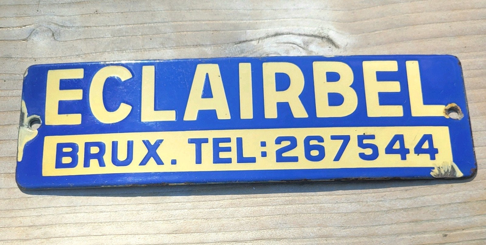 Oud Emaille Bord 'ECLAIRBEL BRUX. TEL:267544', Antiek en Kunst, Ophalen of Verzenden