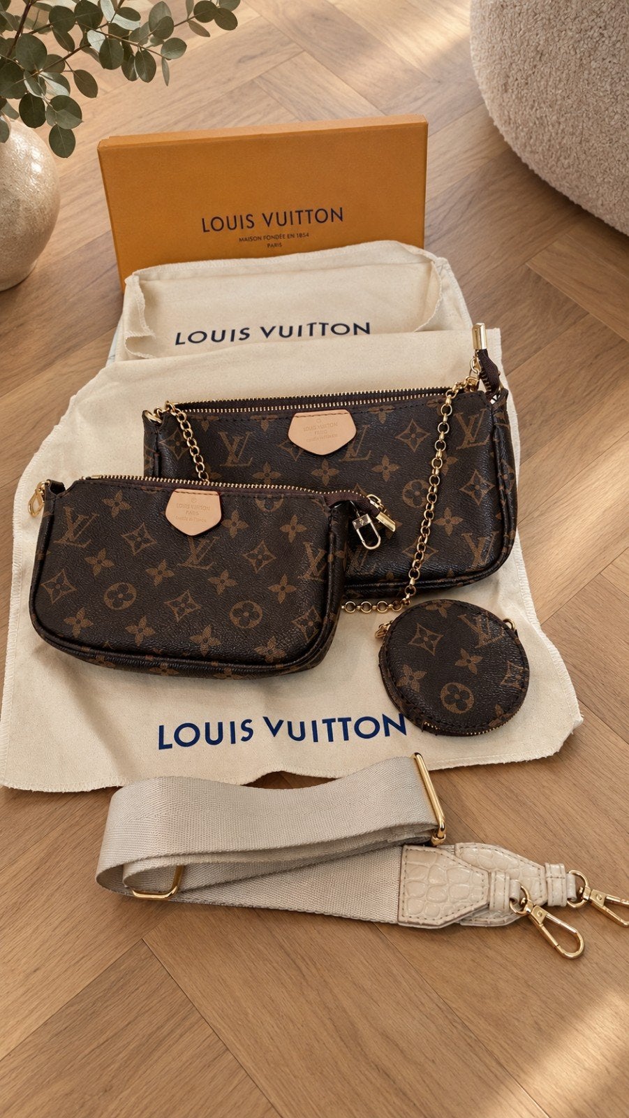 Louis Vuitton Multi Pochette Accessoires 3in1 tassenset!, Ophalen of Verzenden, Zo goed als nieuw, Bruin, Schoudertasje
