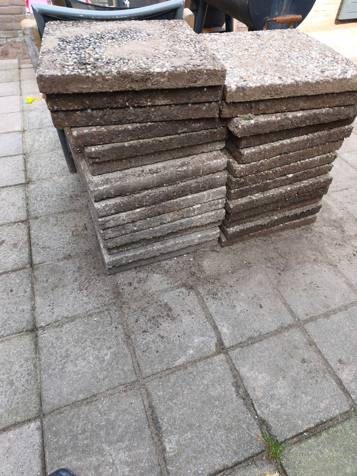 Grindtegels 50x50, Ophalen, Gebruikt, 10 m² of meer, Grind