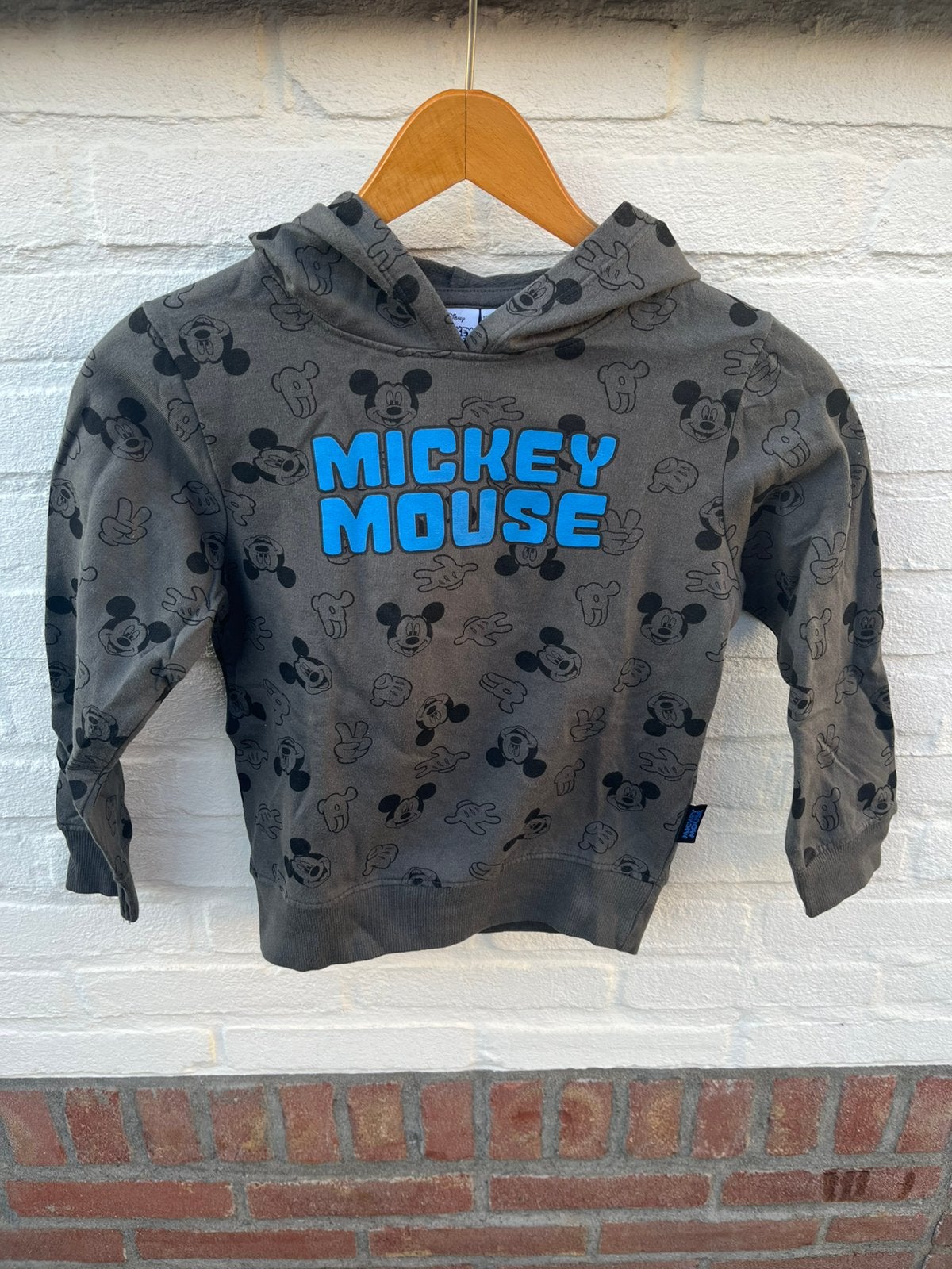 Kinder hoodie Mickey Mouse – maat 122 128 Disney trui khaki, Ophalen of Verzenden