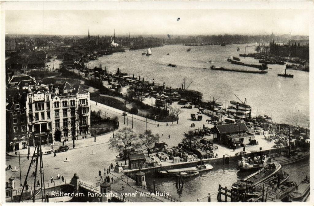 Rotterdam. Panorama vanaf Witte Huis. - boten volk - 1938 ge, Ophalen of Verzenden, 1920 tot 1940, Gelopen, Zuid-Holland