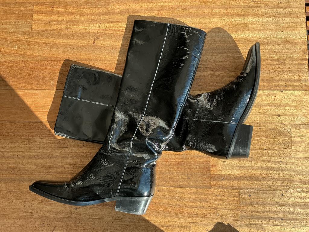 Manfield laklaarzen maat 38, Hoge laarzen, Zwart, Ophalen of Verzenden, Zo goed als nieuw