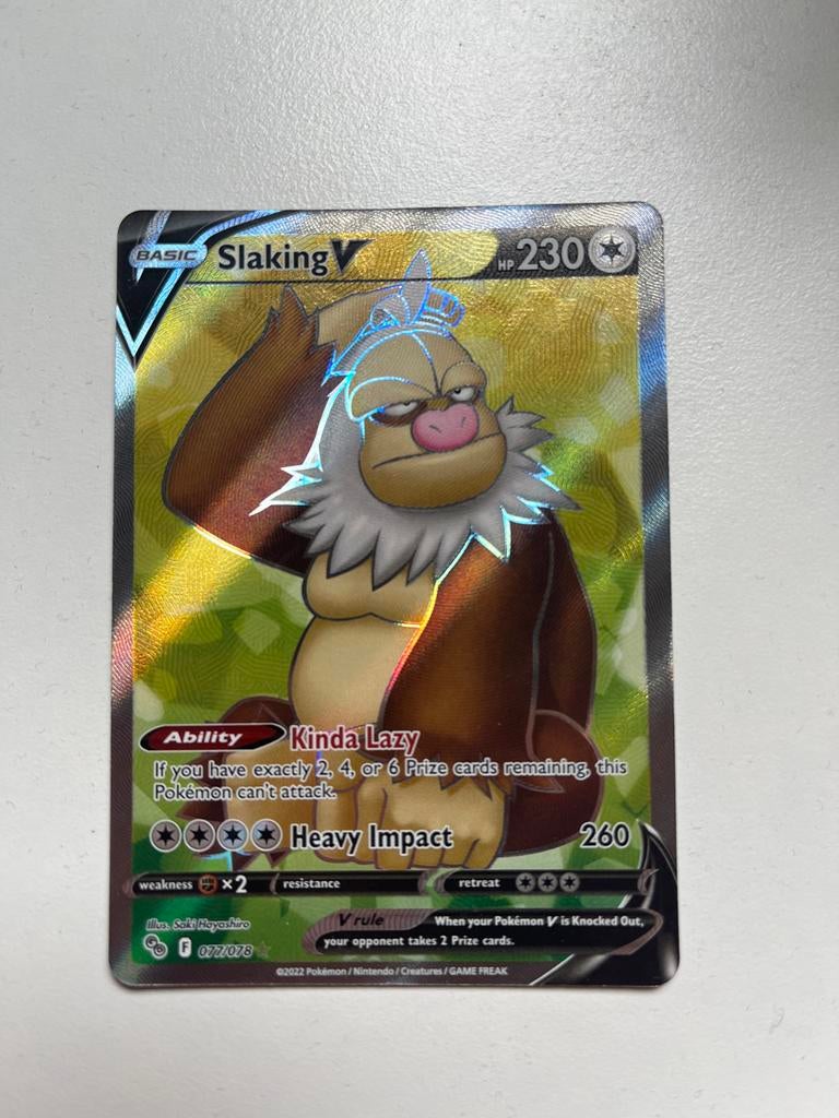 Slaking V Pokémonkaart - Full Art Holo, Ophalen of Verzenden, Zo goed als nieuw, Losse kaart, Foil