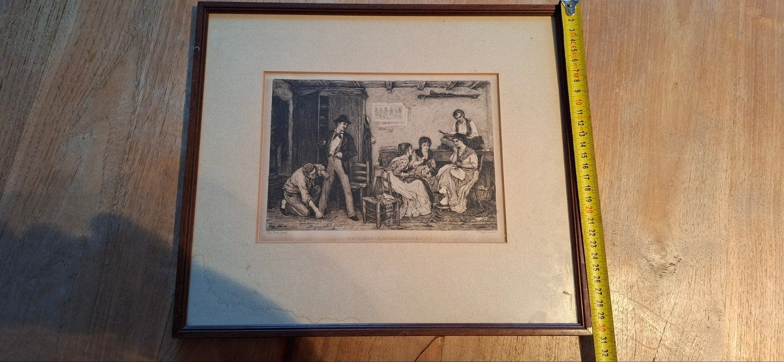 ets in lijst - Scène met figuren, Ophalen of Verzenden
