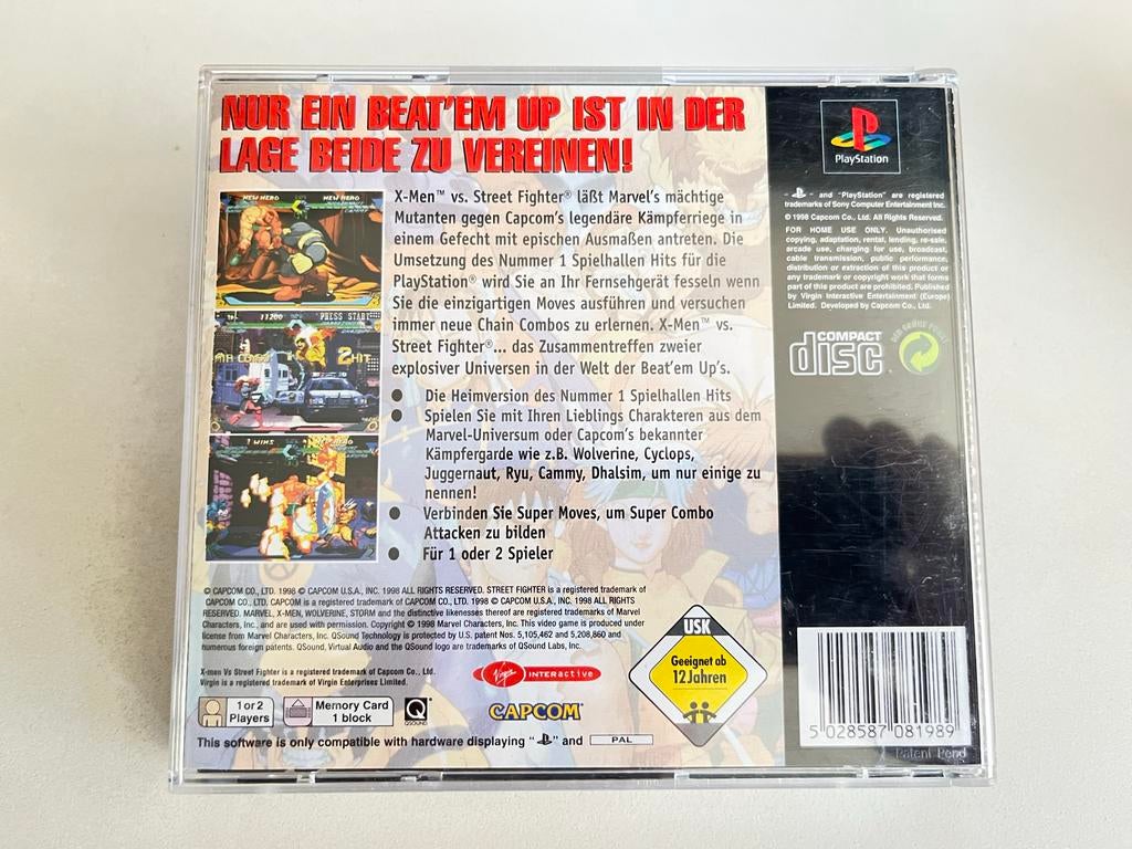 X-Men vs. Street Fighter - PlayStation 1, Spelcomputers en Games, Gebruikt, Vechten, T, 2 spelers