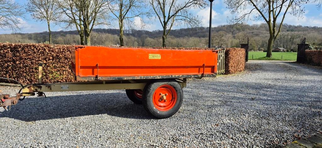 Kiepkar (kipper) plateaukar enkelasser voor tractor, Tuin en Terras, Ophalen, Gebruikt