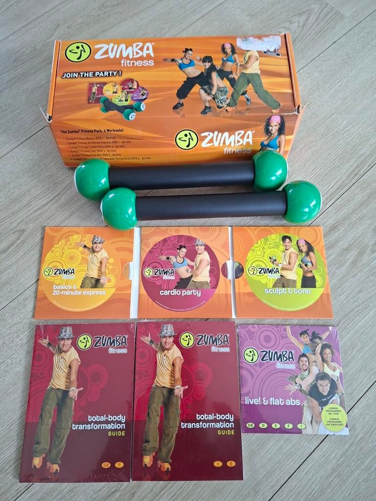 Zumba Fitness DVD Set met Toning Sticks - Dans en Workout, Cd's en Dvd's, Cursus of Instructie, Yoga, Fitness of Dans, Alle leeftijden