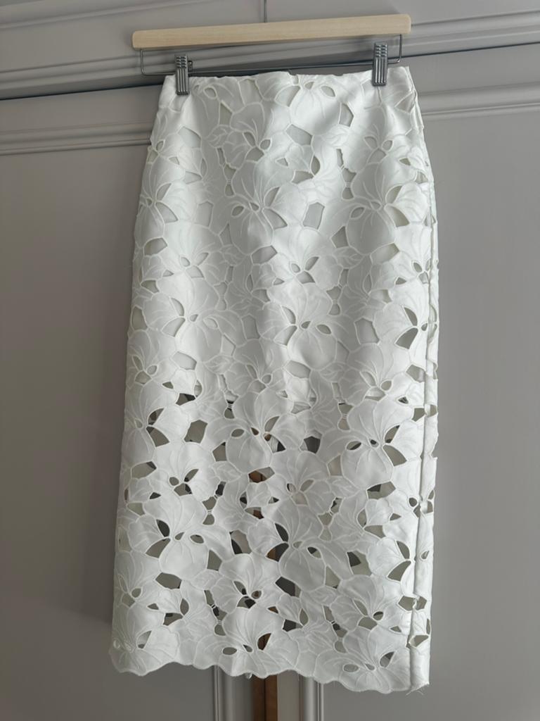 H&M rok, ecru, maat 34, Wit, Ophalen of Verzenden, Zo goed als nieuw, Knielengte