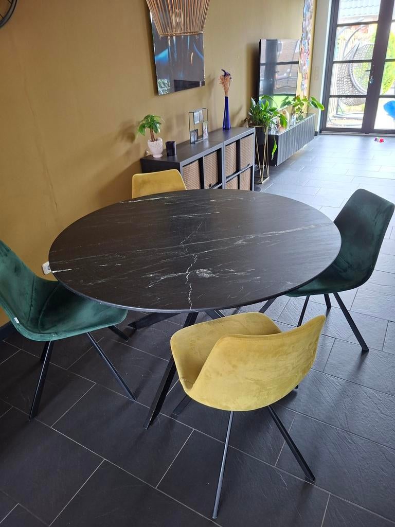 Ronde eettafel met marmerblad, 130 cm diameter, Ophalen