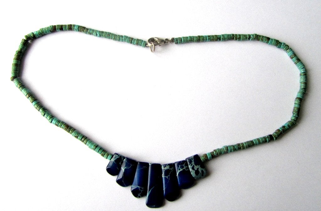 Prachtige 925 zilver Turquoise Turkoois Sodaliet ketting, Ophalen, Zilver, Ketting, Met edelsteen