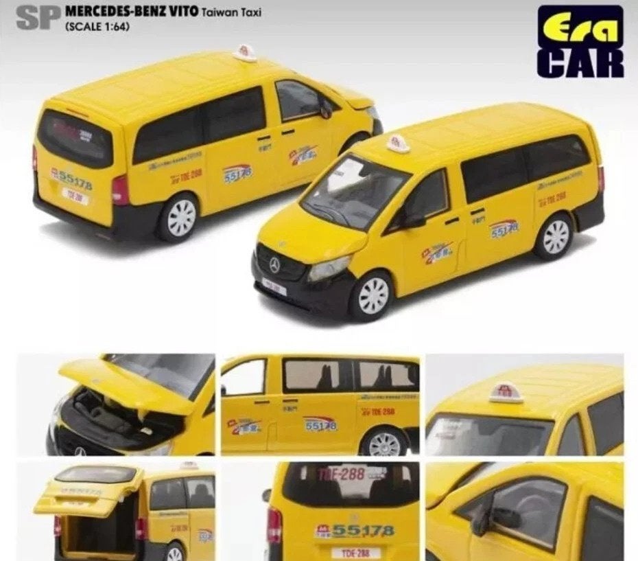Mercedes-Benz Vito van Era Car 1/64 Taiwan Taxi TDE-288, Ophalen of Verzenden, Nieuw, Auto