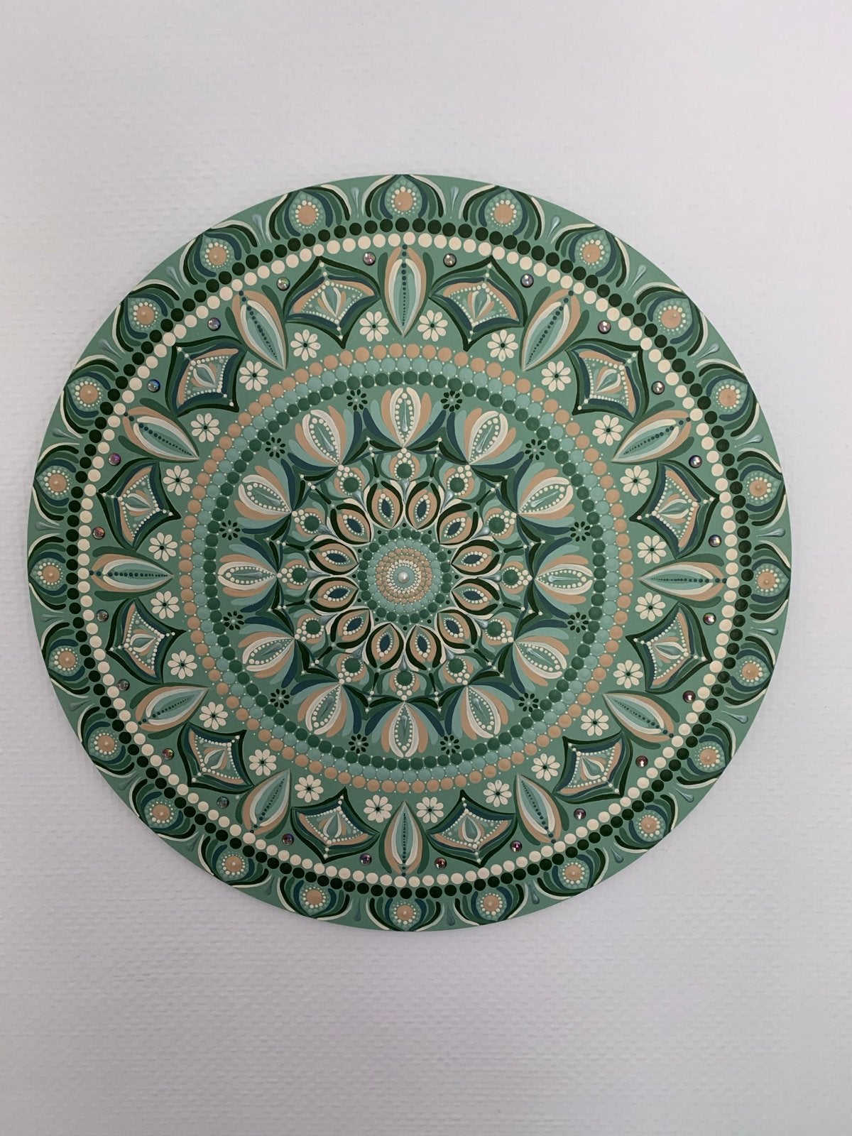 Handgeschilderde Mandala op MDF - 60 cm rond, Antiek en Kunst, Ophalen