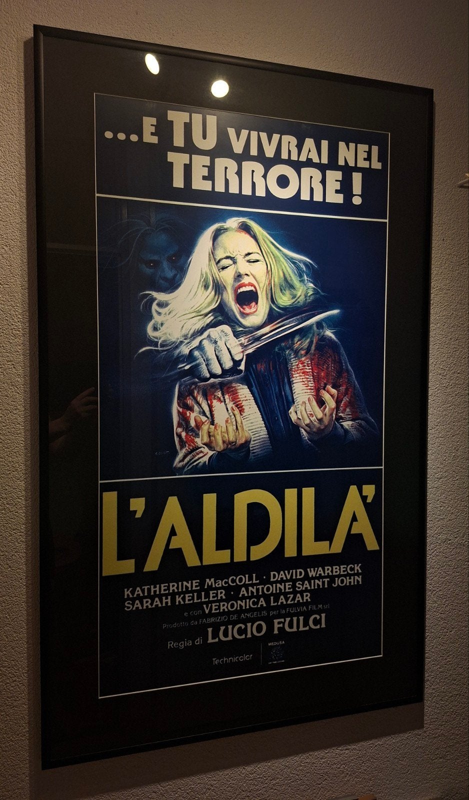 Italiaanse horror film poster Lucio Fulci, Ophalen, Rechthoekig Staand, Met lijst, Deurposter of groter