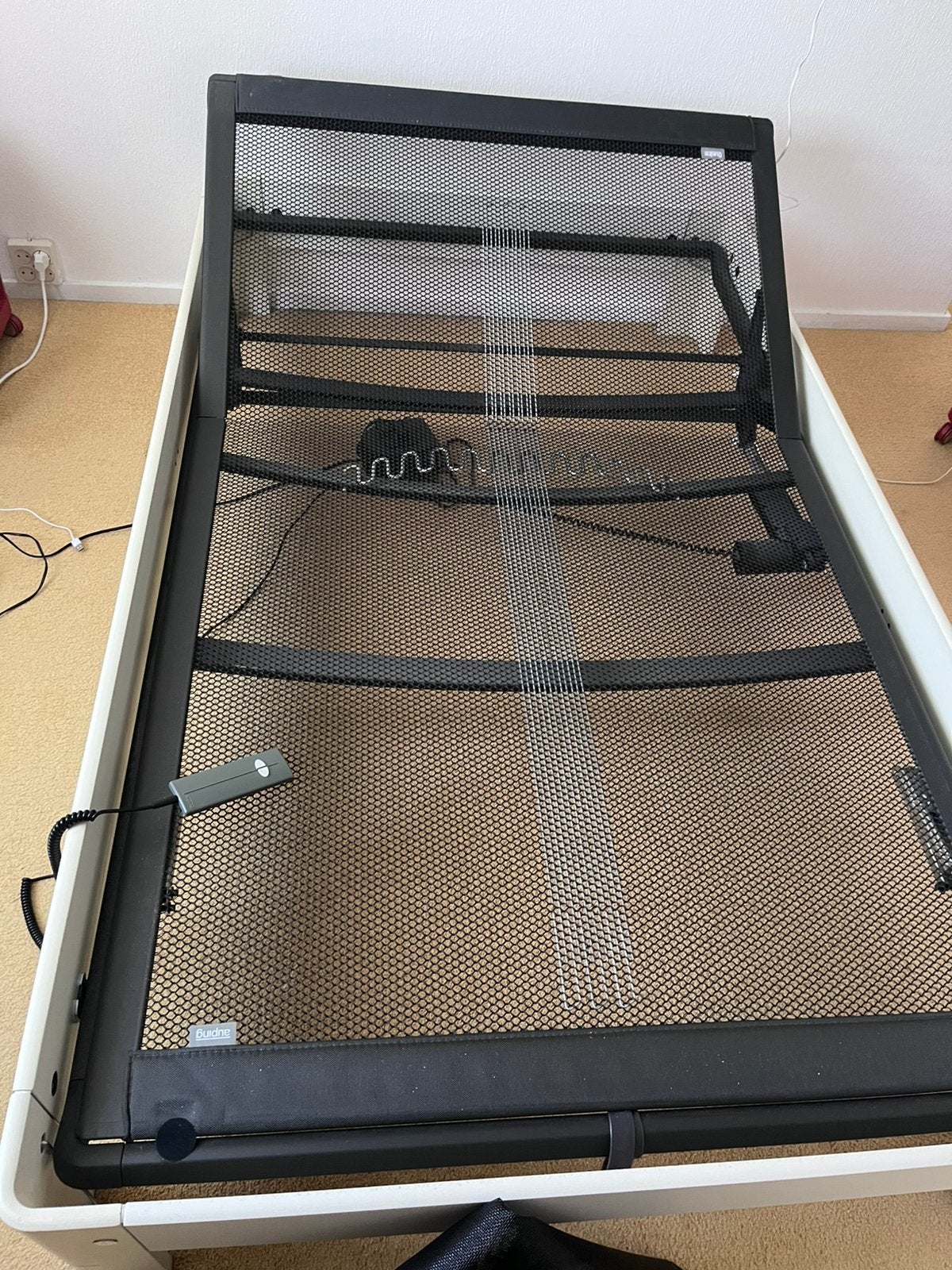 Auping bed met electrisch hoog-laag spiraal, Huis en Inrichting, Slaapkamer | Bedden, Ophalen, Verstelbaar, Eenpersoons, Wit