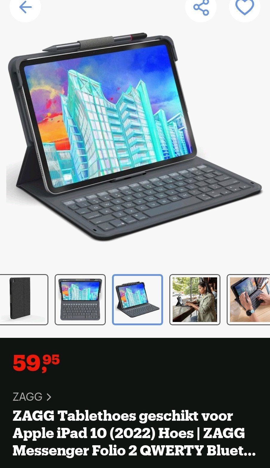 ZAGG Messenger Folio 2 hoes/toetsenbord voor iPad 10.9", 10 inch, IPad 10 10.9", Nieuw, Bescherming voor- en achterkant