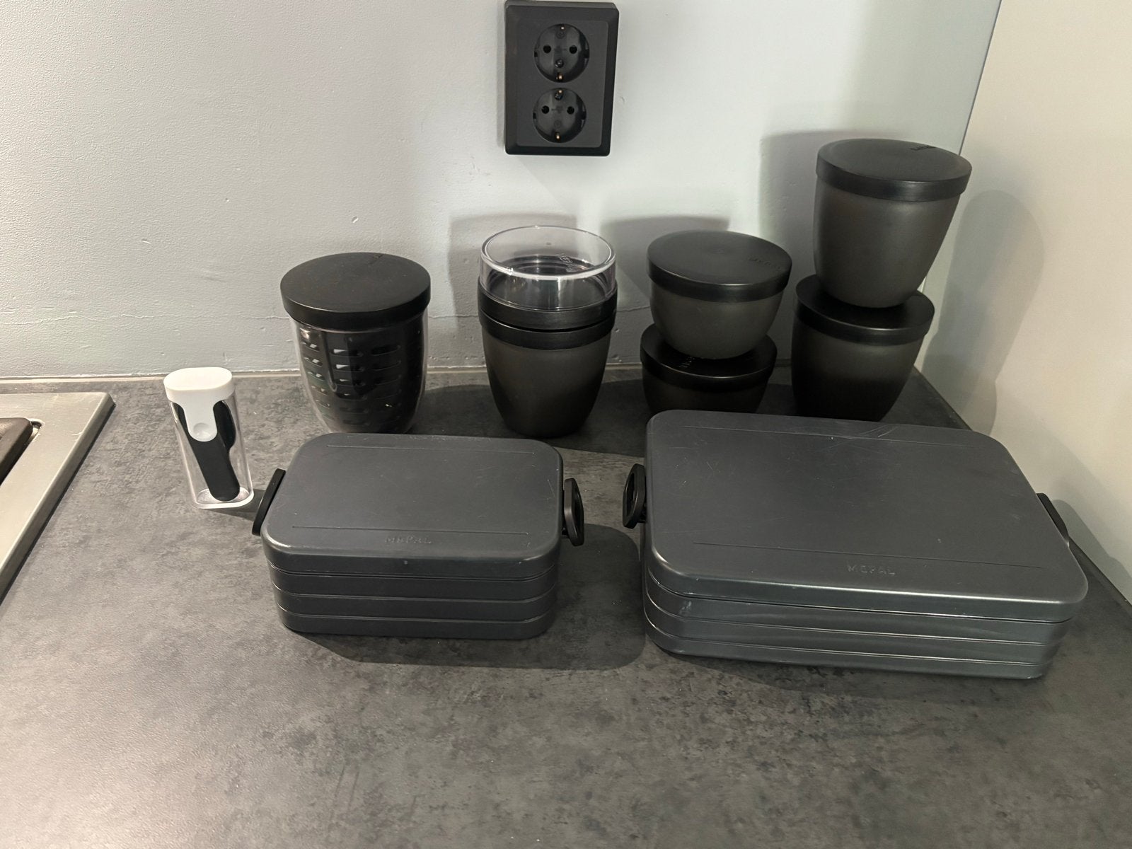 Mepal Ellipse nordic black set, Gebruikt, Kunststof, Ophalen of Verzenden, Zwart