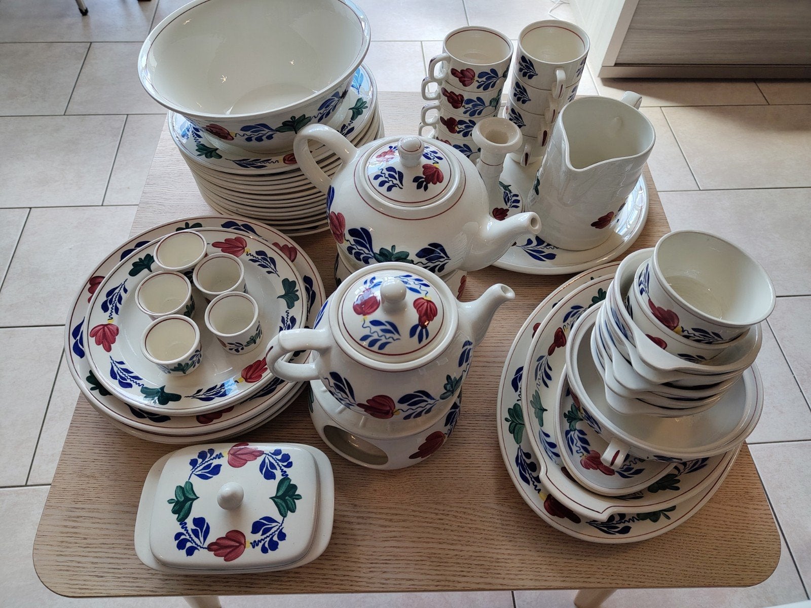 Grote set Boerenbont servies - Gebruikt maar heel, Ophalen, Gebruikt, Aardewerk, Bord(en)