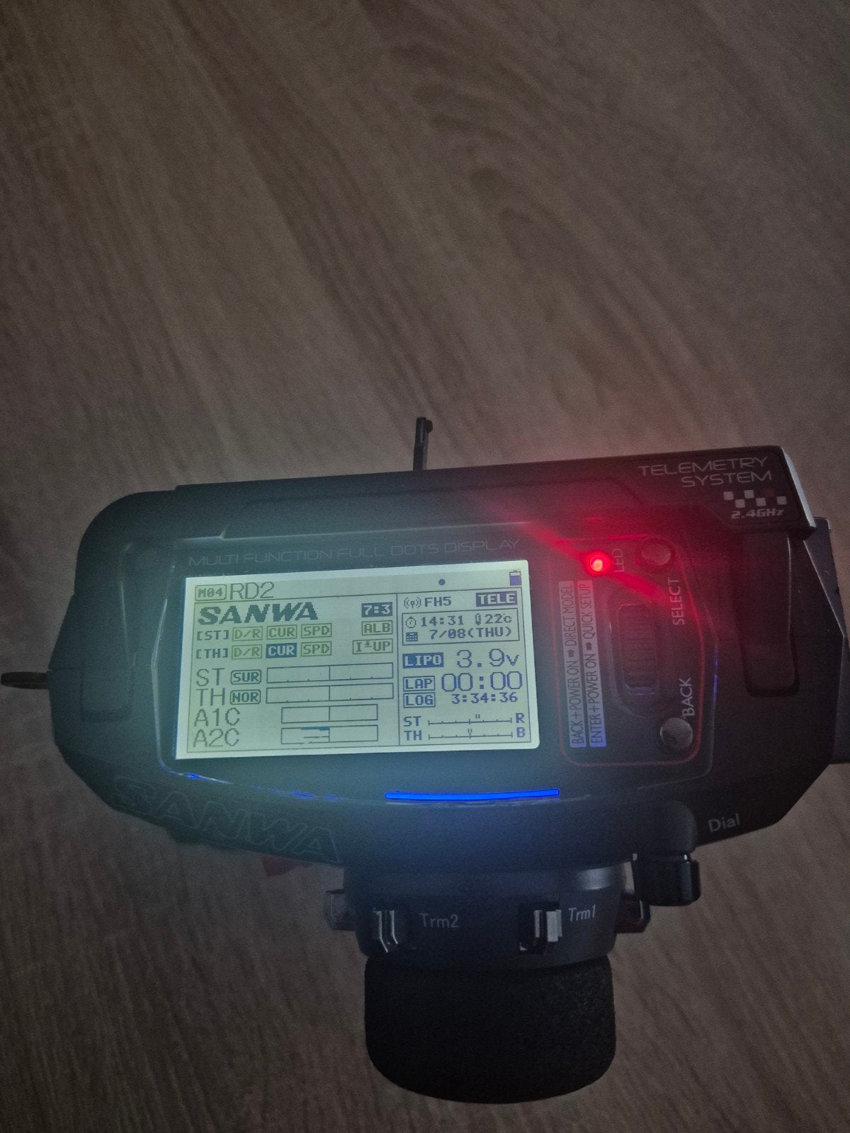 Sanwa MT-5 zender met DasMikro ontvanger en Gens Ace accu, Ophalen of Verzenden, Gebruikt, Onderdeel