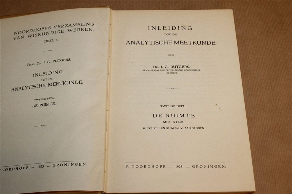 Inleiding Analytische Meetkunde Dl. 2 — Ruimte, Atlas 1923, Ophalen of Verzenden, Gelezen, Natuurwetenschap
