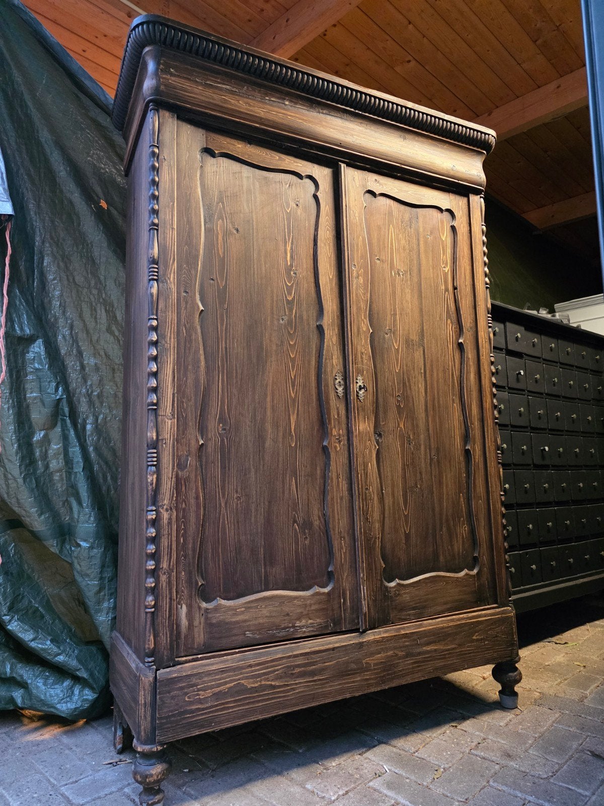 Robuuste oude biedermeier meidenkast kledingkast bez mogelij, Ophalen of Verzenden
