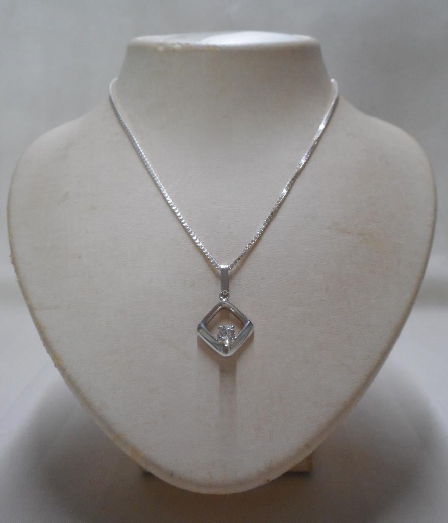 Zilveren ketting met vintage hanger nr.260, Met hanger, Verzenden, Zo goed als nieuw, Zilver