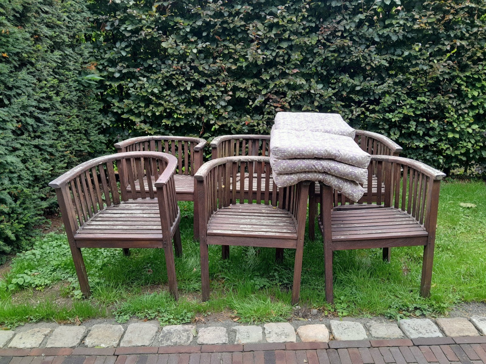 6 tuinstoelen te koop, Tuin en Terras, Tuinstoelen, Ophalen, Gebruikt, Hout