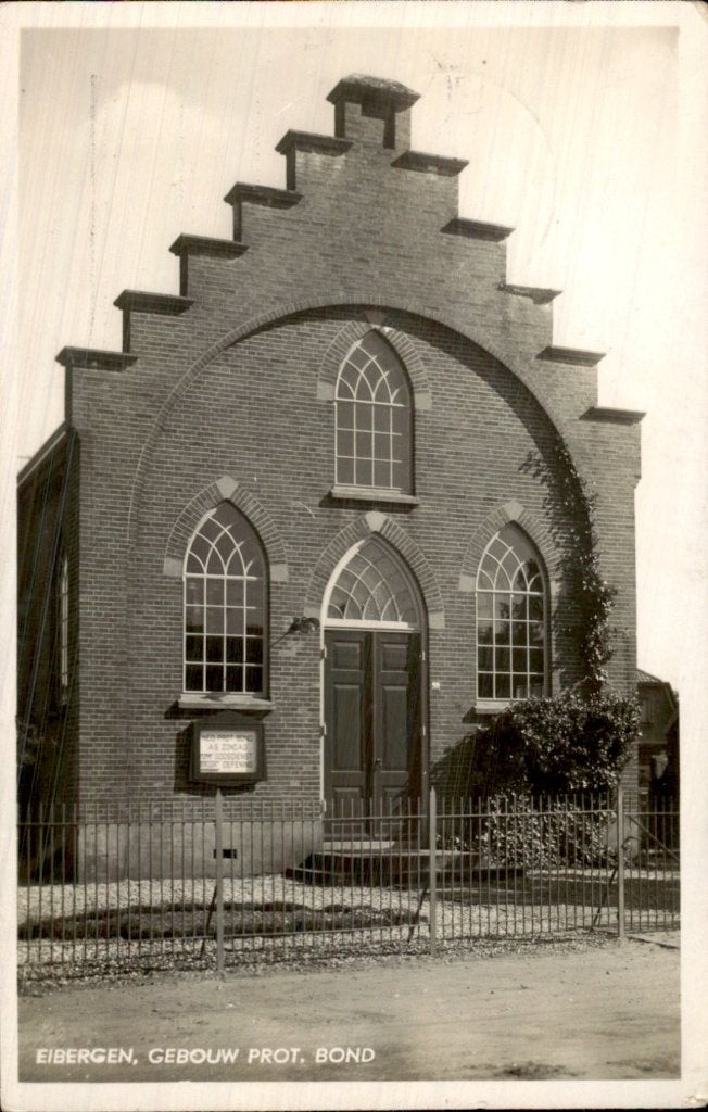 Eibergen - Gebouw Prot. Bond - Gevel, Verzamelen, Ansichtkaarten | Nederland, Gelopen, Gelderland, 1920 tot 1940, Ophalen of Verzenden