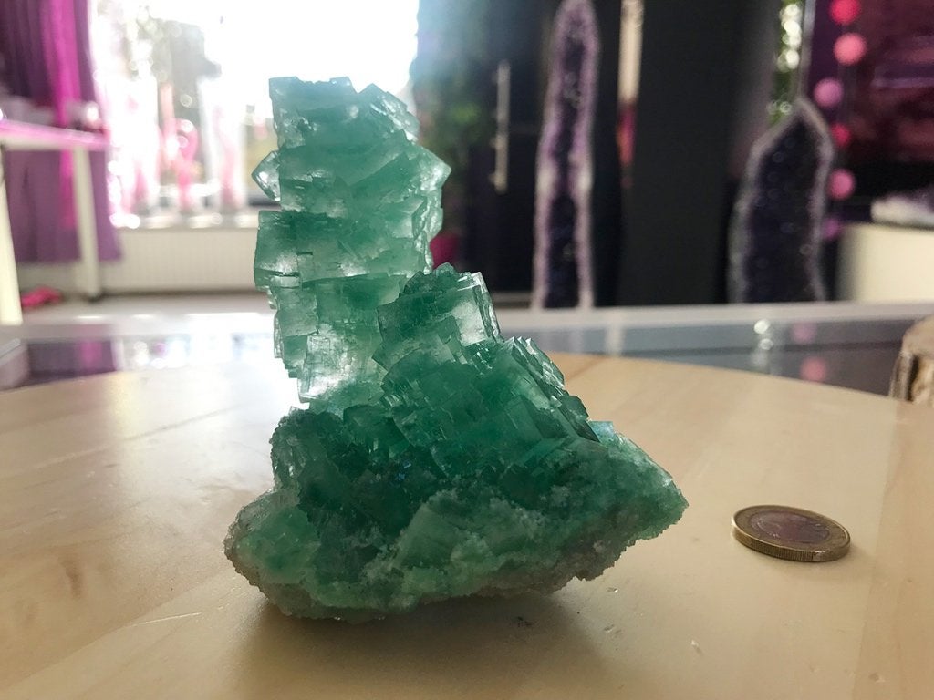 Haliet kristalpunt 221 gram, 9,5x8x6.5 topstuk, Ophalen of Verzenden, Mineraal