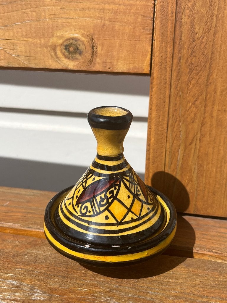 Handgemaakte Marokkaanse mini tajine kruidentajine souvenir, Ophalen of Verzenden, Nieuw, Overige materialen, Pot, Bus of Blik
