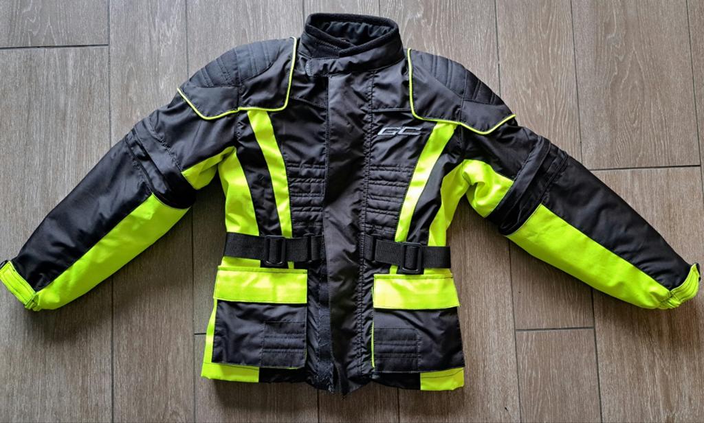 Stoere Kinder Motorjas Zwart/Neon Geel - Maat 140, Ophalen of Verzenden