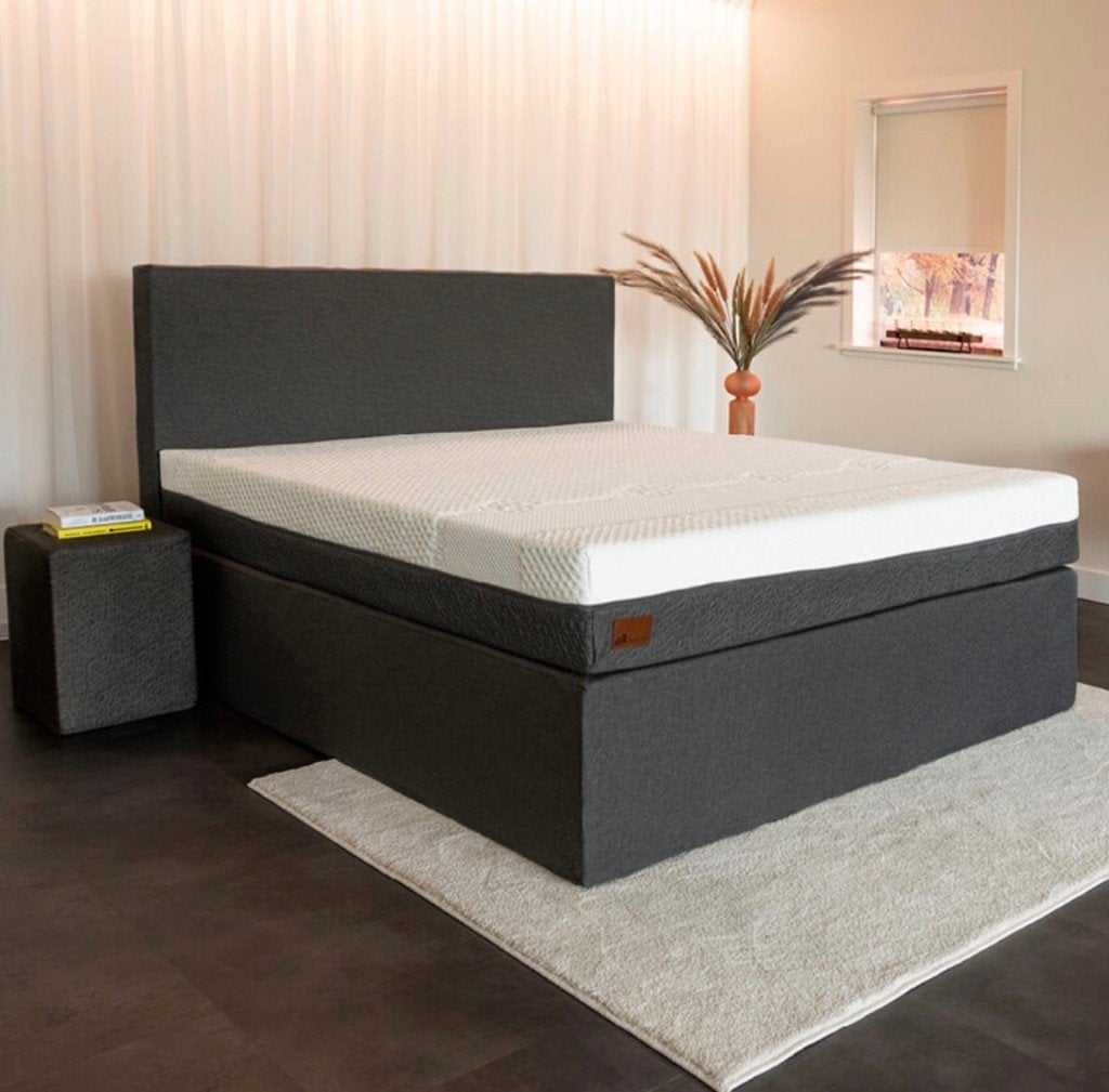 Decupre tweepersoons boxspring, Ophalen, Tweepersoons, Zo goed als nieuw, 180 cm