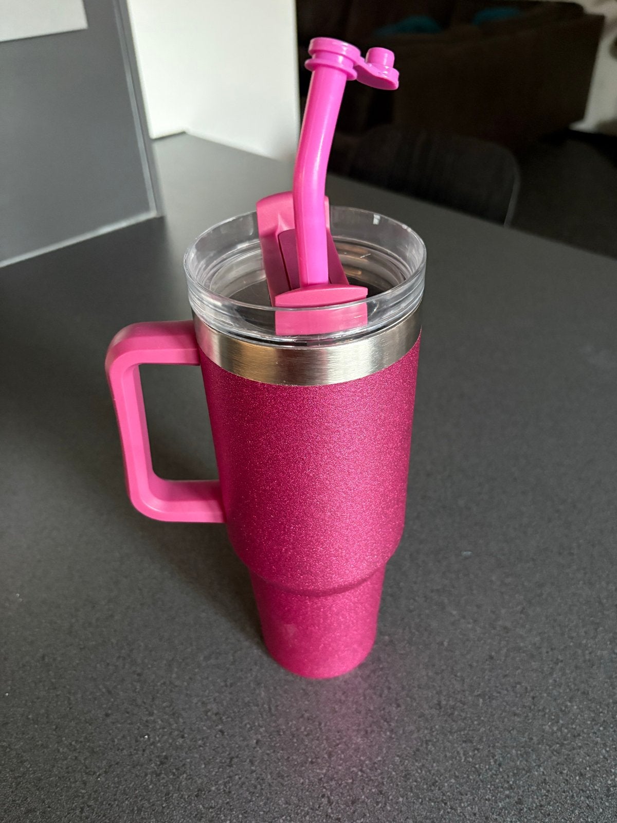 Stanley Tumbler Roze Glitter - Zo goed als nieuw, Stanley, Ophalen of Verzenden, Zo goed als nieuw, Roze