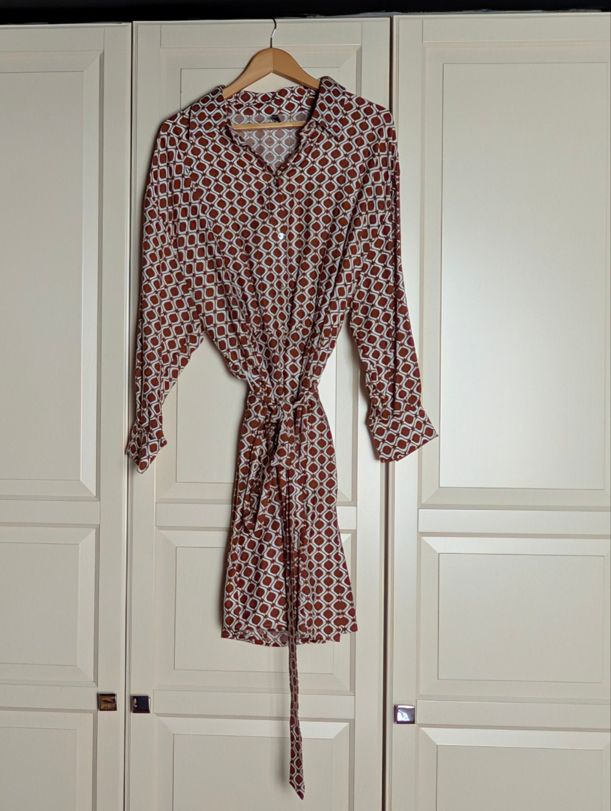 Ladies Fashion Jurk met print en strikceintuur, Wit, Maat 46/48 (XL) of groter, Ophalen of Verzenden, Zo goed als nieuw