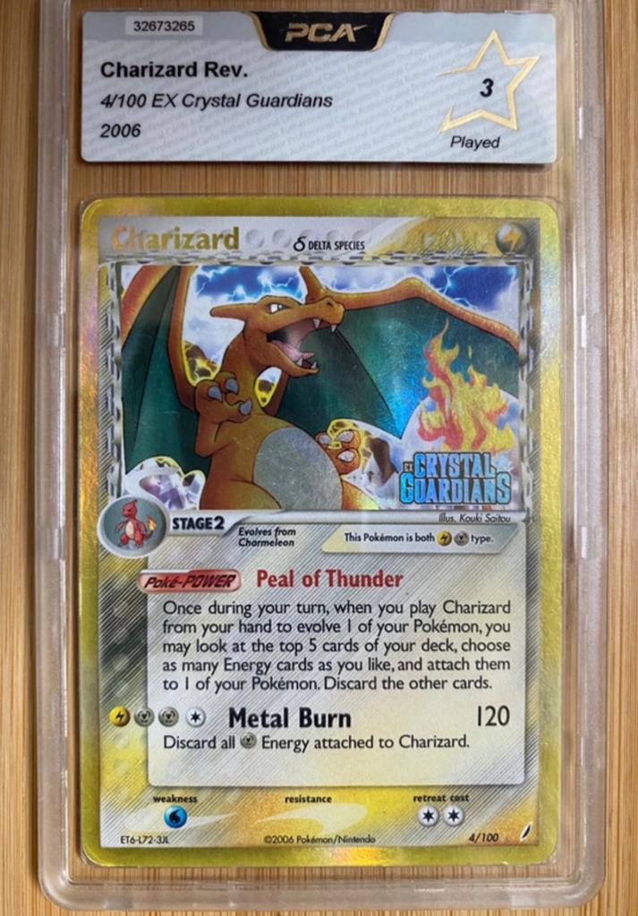 Charizard 4/100 Stamped (Delta Species), Ophalen, Gebruikt, Losse kaart, Foil