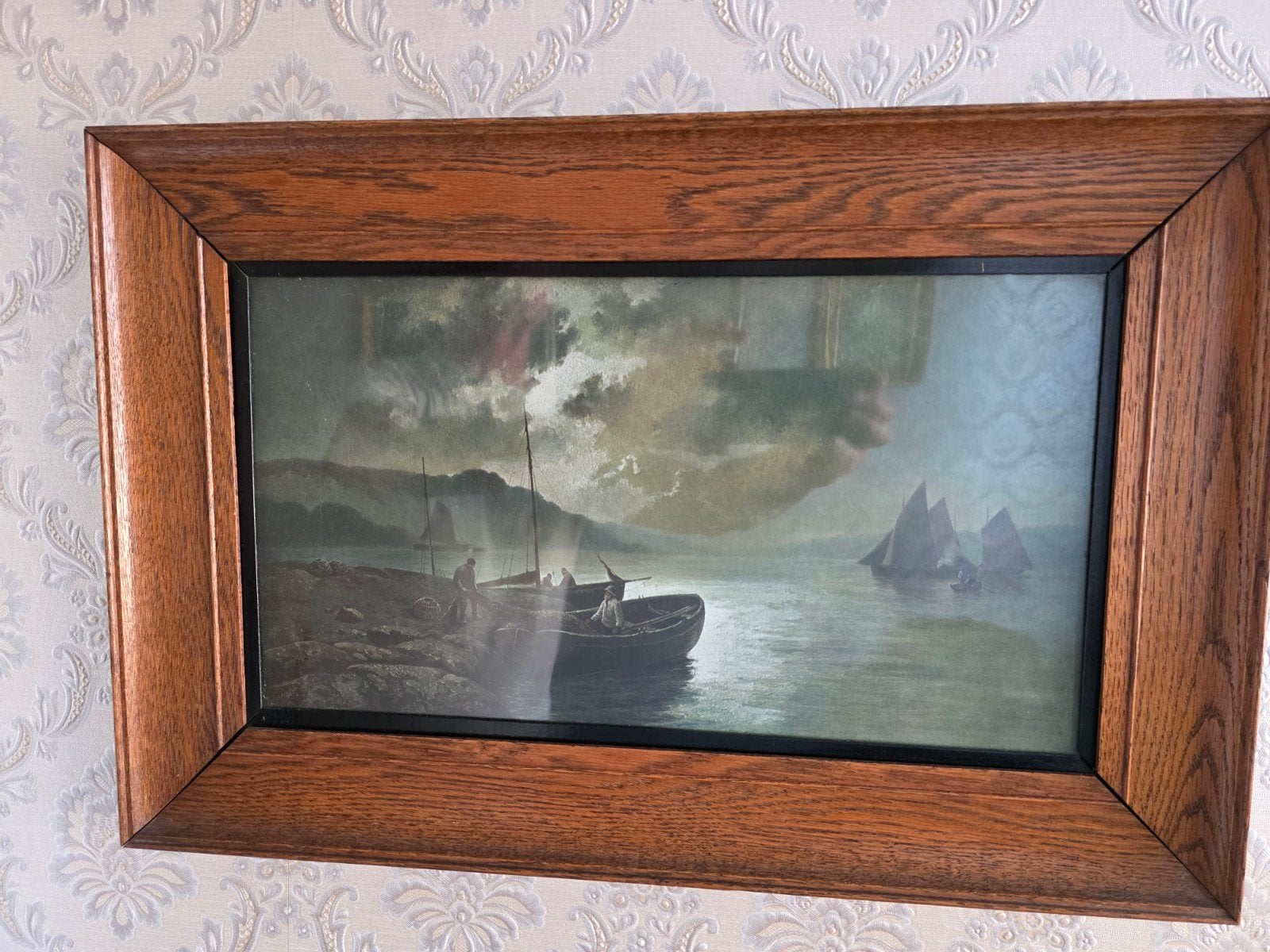 Antiek Maritiem Schilderij F. Arnold – Eiken Vlamlijst 1920, Ophalen