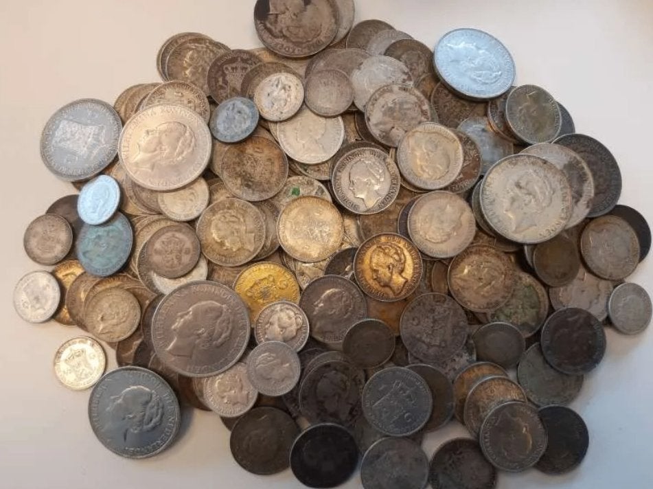 Nederland halve kilo zilveren Wilhelmina Guldenmunten, Ophalen of Verzenden, Zilver