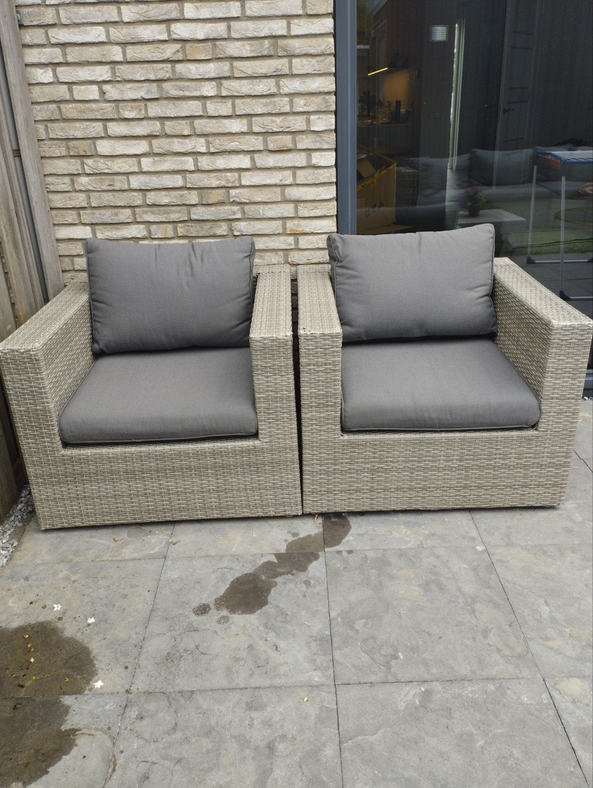 Fonteyn Loungestoelen (2 stuks) met kussens, Tuin en Terras, Gebruikt, Loungeset, Wicker, Stoel