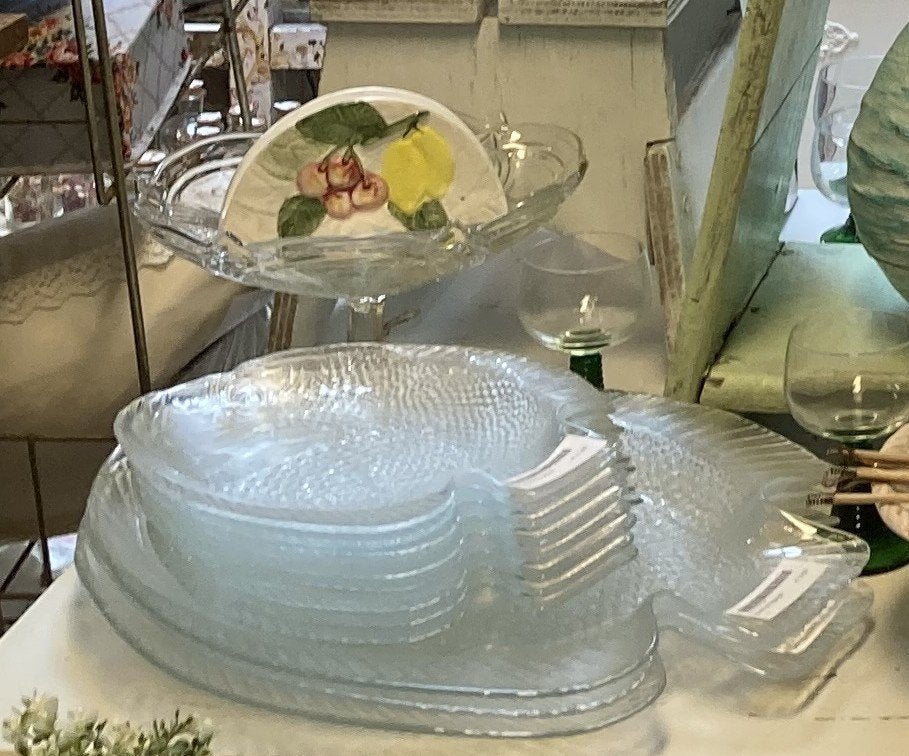 Brocante glazen vis borden - schalen, Ophalen of Verzenden
