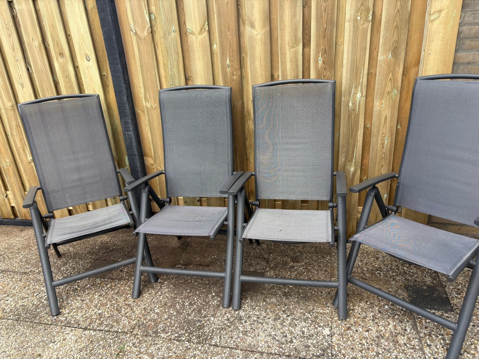 4 tuinstoelen, Tuin en Terras, Ophalen, Gebruikt, Aluminium
