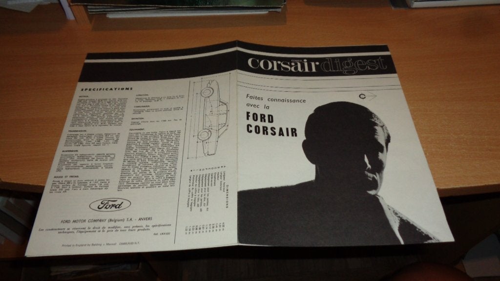 Folder FORD cosul CORSAIR  8-1963  (NIEUW), Verzenden, Nieuw, Ford