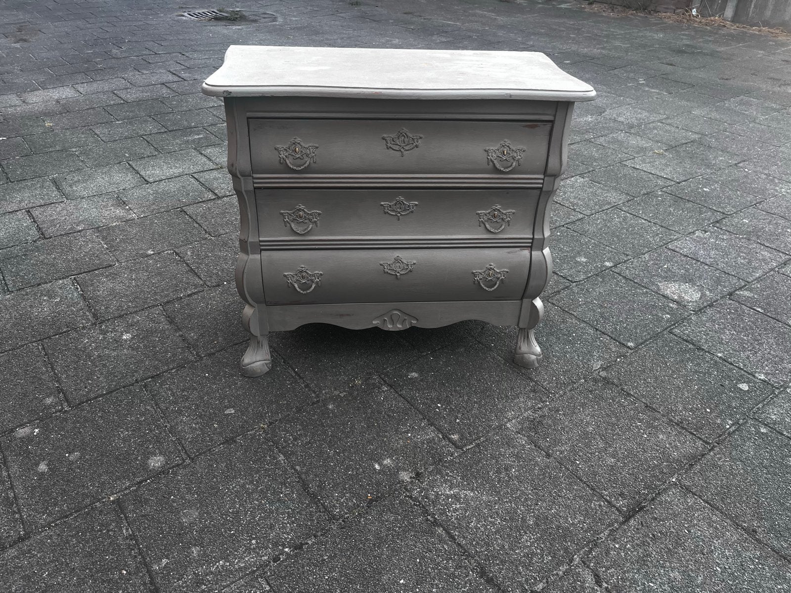 Vintage ladekastje / commode - Grijs, Gebruikt, 25 tot 50 cm, Overige houtsoorten, 50 tot 100 cm