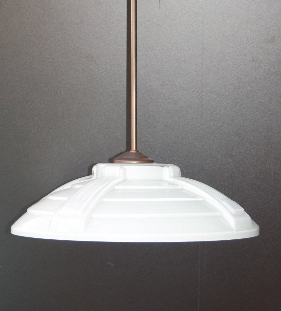 Vintage Franse Art-Deco Opaline Hanglamp, Ophalen