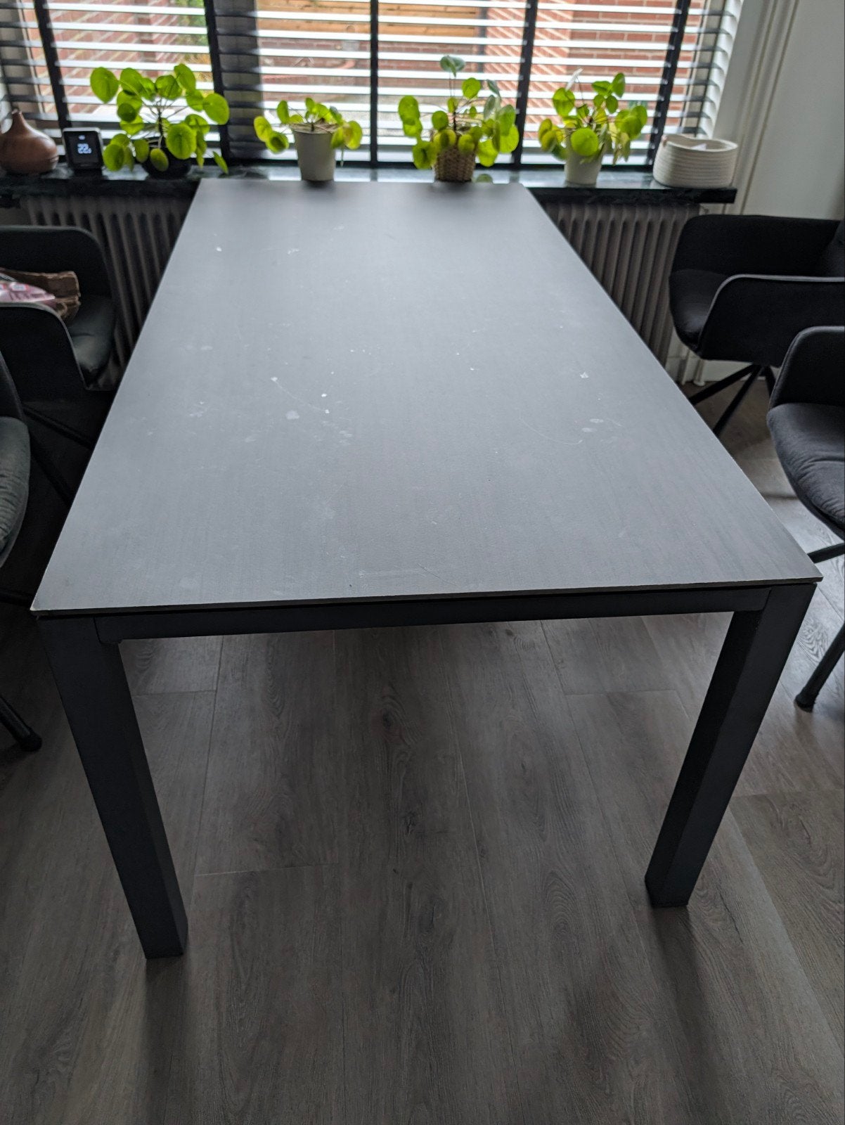 Zwarte eettafel - buiten, Huis en Inrichting, Gebruikt, 50 tot 100 cm, 150 tot 200 cm, Modern