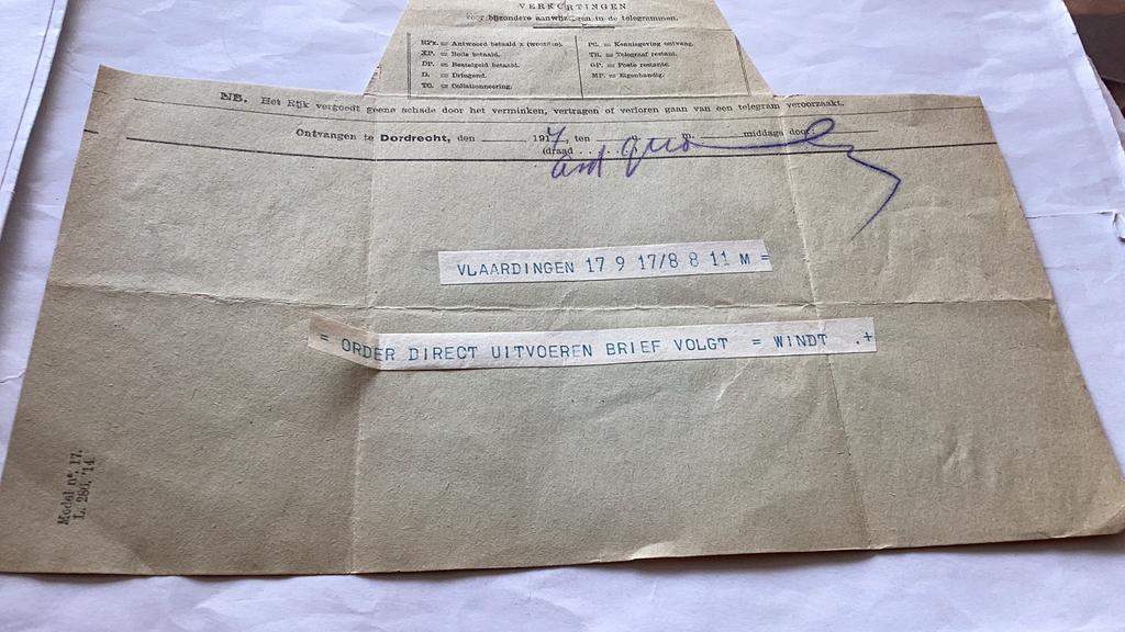 Post nl een Telegram Dordrecht uit 1914, Verzamelen, Ophalen of Verzenden, Gebruikt, Overige typen
