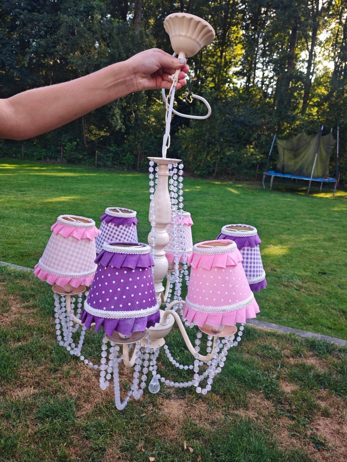 Prachtige roze paarse kroonluchter meisjeskamer, Ophalen, Gebruikt, Meisje