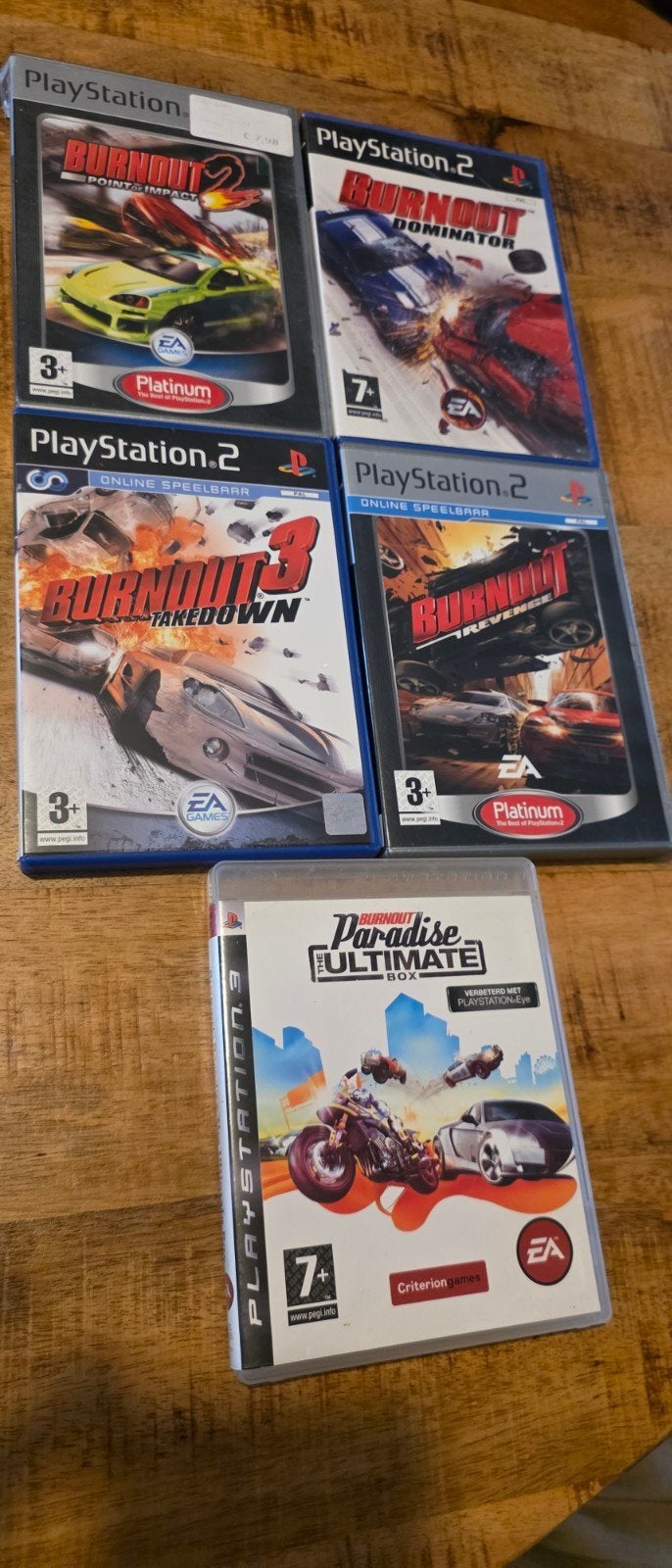 Burnout Klassieke Set PS2/PS3, Racen en Vliegen, 2 spelers, Ophalen of Verzenden, Zo goed als nieuw