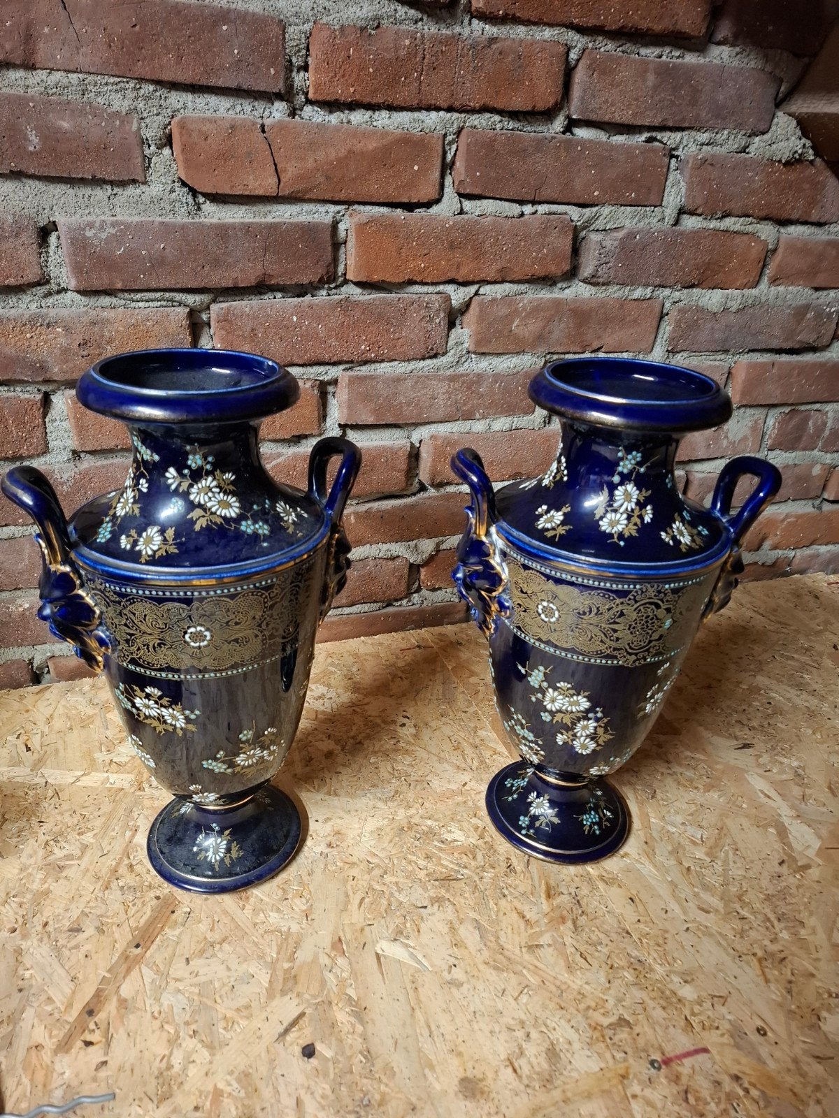 Set van 2 Japanse blauwe vazen met bloemmotief, Ophalen of Verzenden